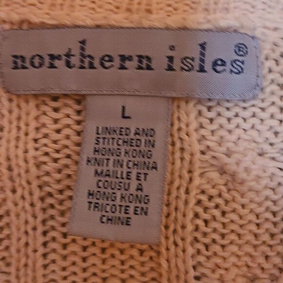 Large Northern Isles Cardigan Cable Knit Sweater - Picture 3 of 5